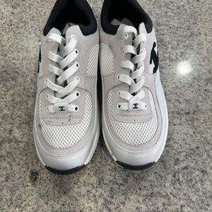 Designer White and Black Mesh Sneakers